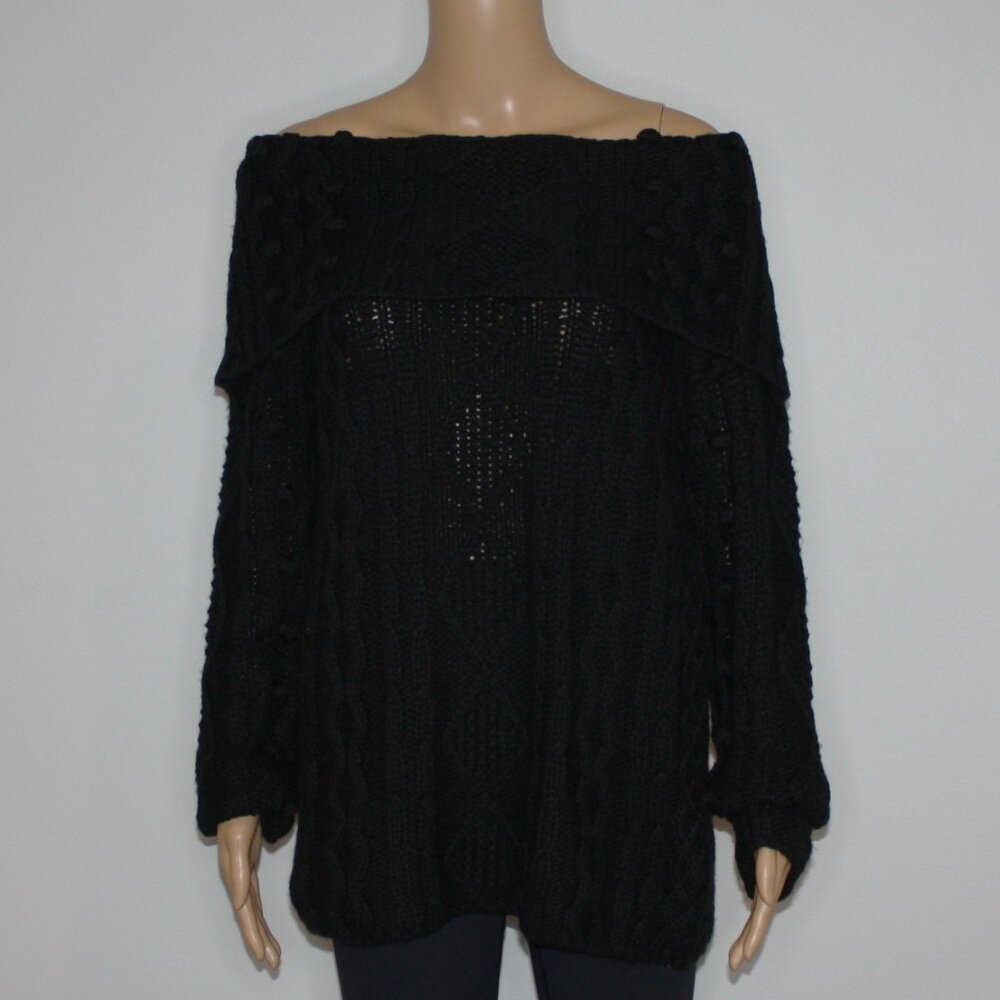 Love Token Women's Off-The-Shoulder Knit Sweater in Black Color & size Small NWT
